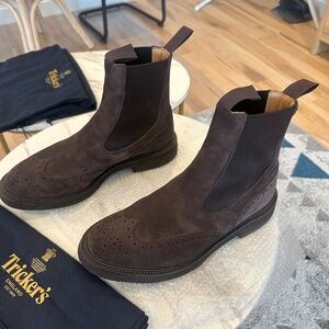 Tricker's Henry Brown Coffee Suede Boots US 9.5